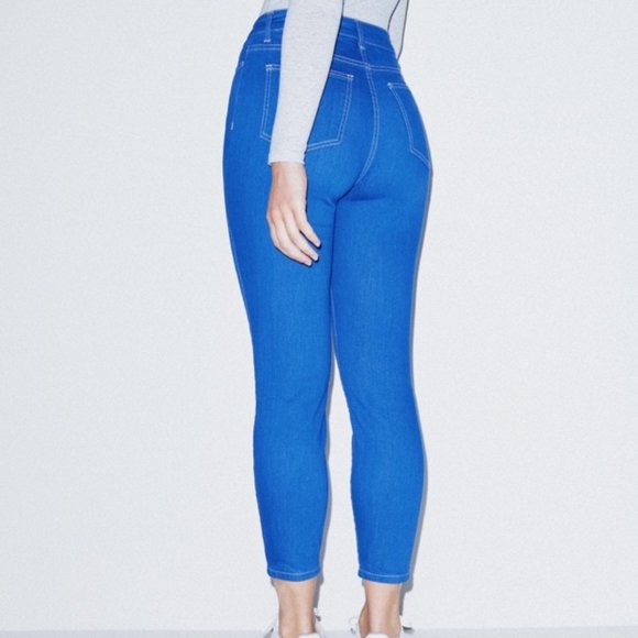 American Apparel Blue "The Crop Pencil Jean" NWT - Picture 4 of 6